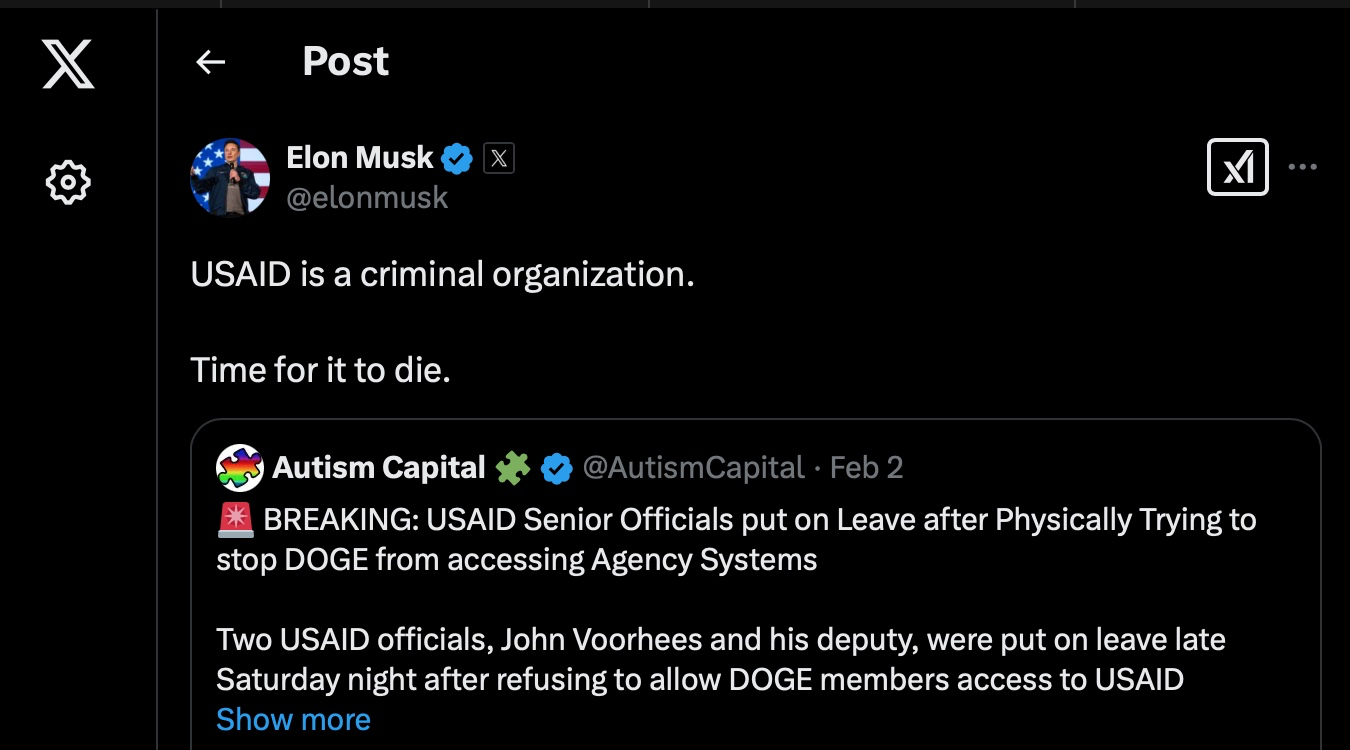 A screenshot of a black and white social media post
Description automatically generated